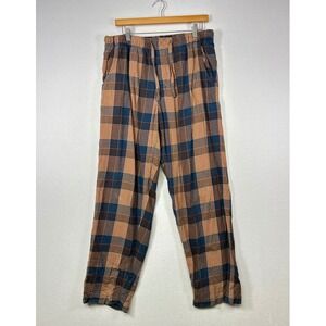 Earthy Toad&Co Mens Size M Blue Orange Plaid Organic Cotton Lounge Pants